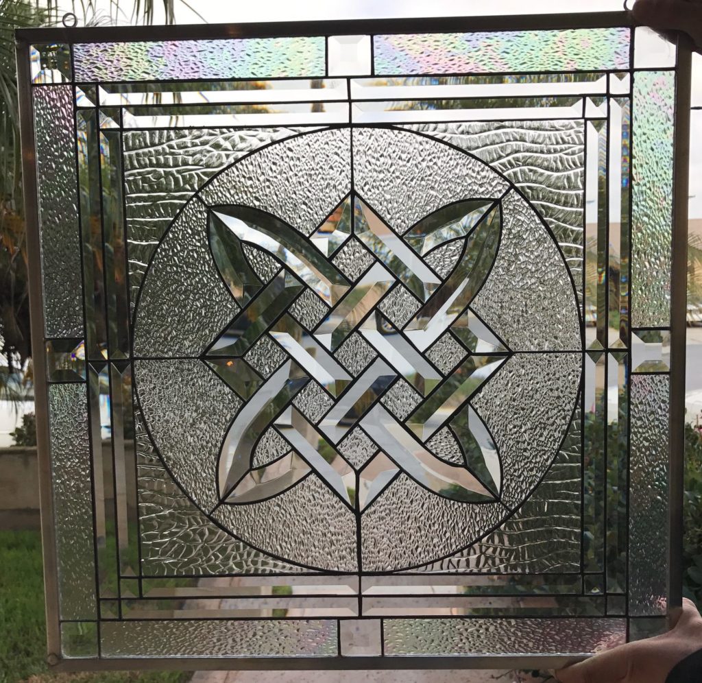 The "Tullamore" Beveled Irish Celtic Knot Leaded Stained Glass Window Panel #3
