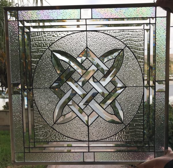 The "Tullamore" Beveled Irish Celtic Knot Leaded Stained Glass Window Panel #3