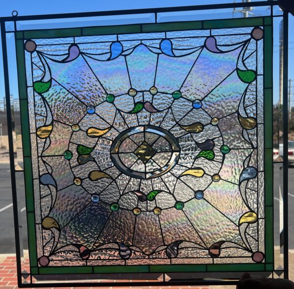 Elegant! Classic "Teardrops & Jewels" Leaded Stained Glass Window