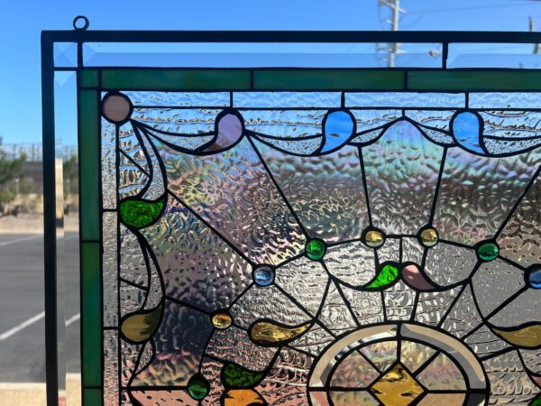 Elegant! Classic "Teardrops & Jewels" Leaded Stained Glass Window