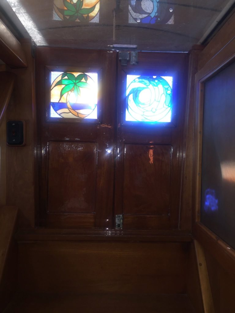 Insulated Stained Glass Panels Installed In The Doors Of A Sailboat