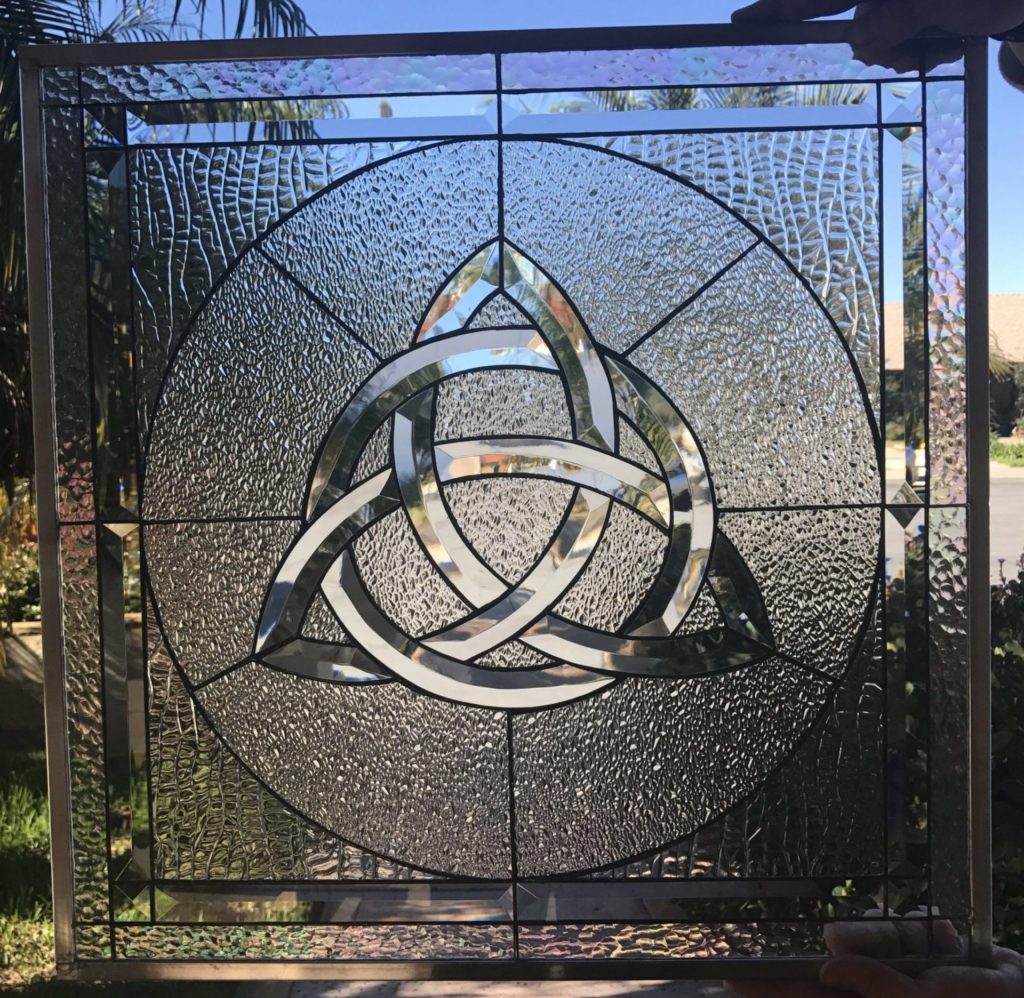 The "Beveled Limerick" All Clear Irish Celtic Knot Leaded Stained Glass Window Panel