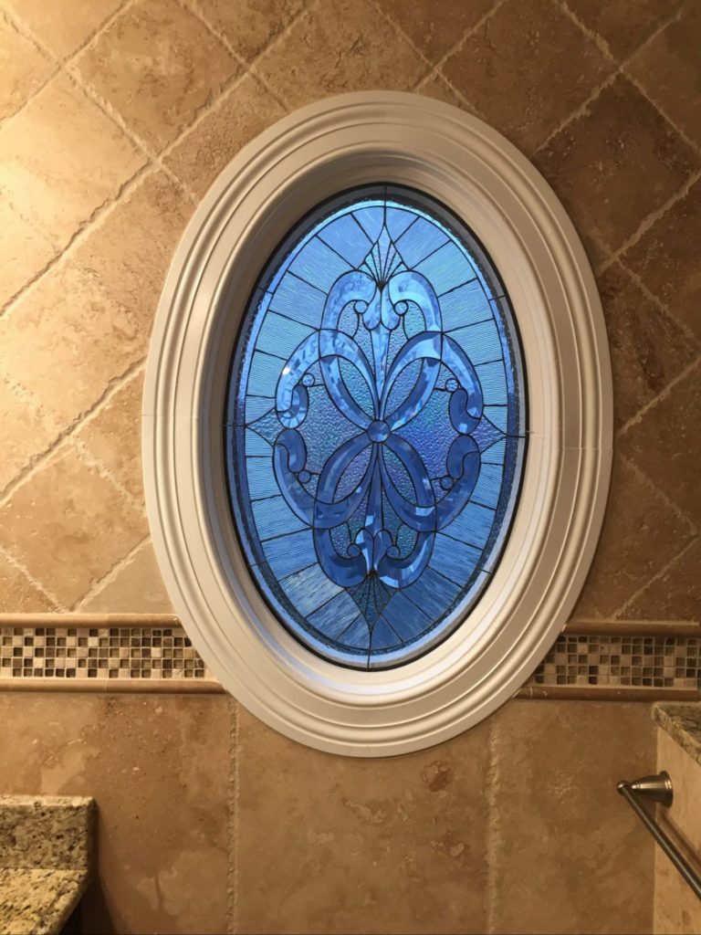 Oval Beveled Stained Window Insert