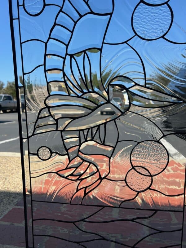 Magnificent! "Pelican in Flight" Leaded Stained Glass Window Panel #1