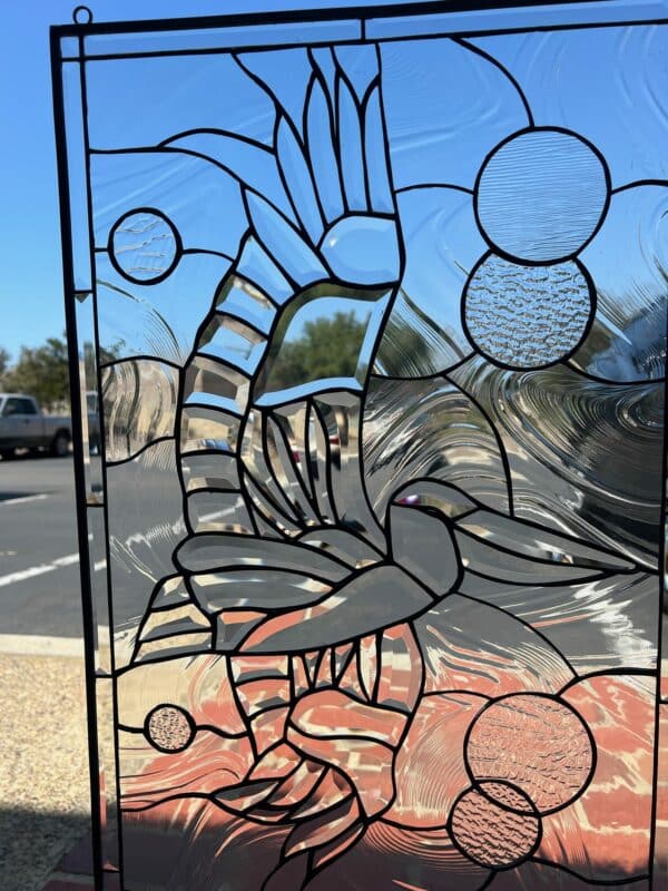 Magnificent! "Pelican in Flight" Leaded Stained Glass Window Panel #1