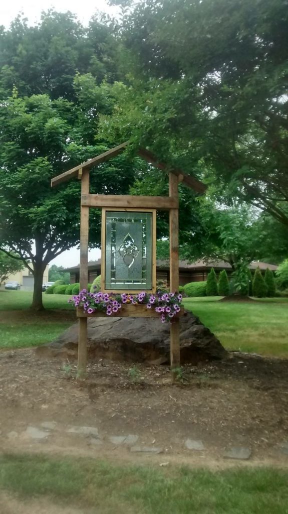 Stained Glass Panel Hung Outdoors