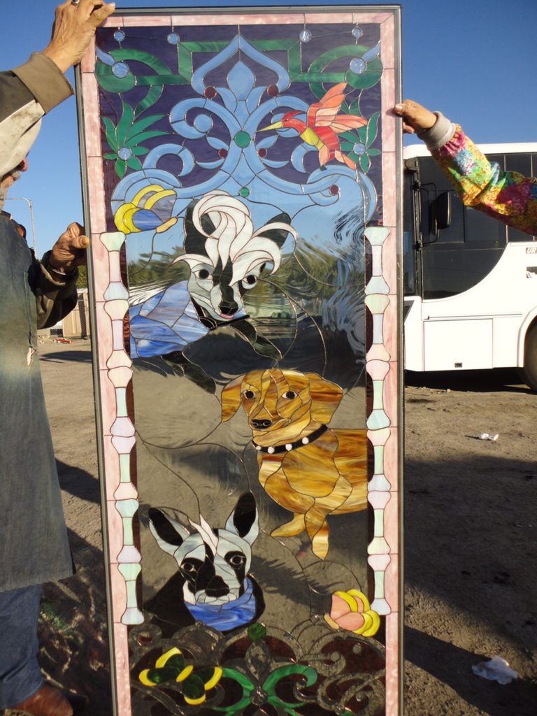 Custom Designed Stained & Beveled Glass Door of Client's Pets!