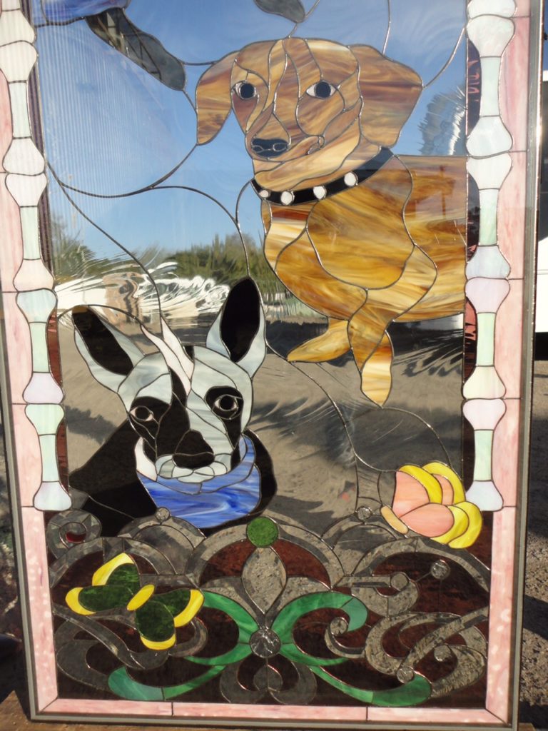 Custom Designed Stained & Beveled Glass Door of Client's Pets!