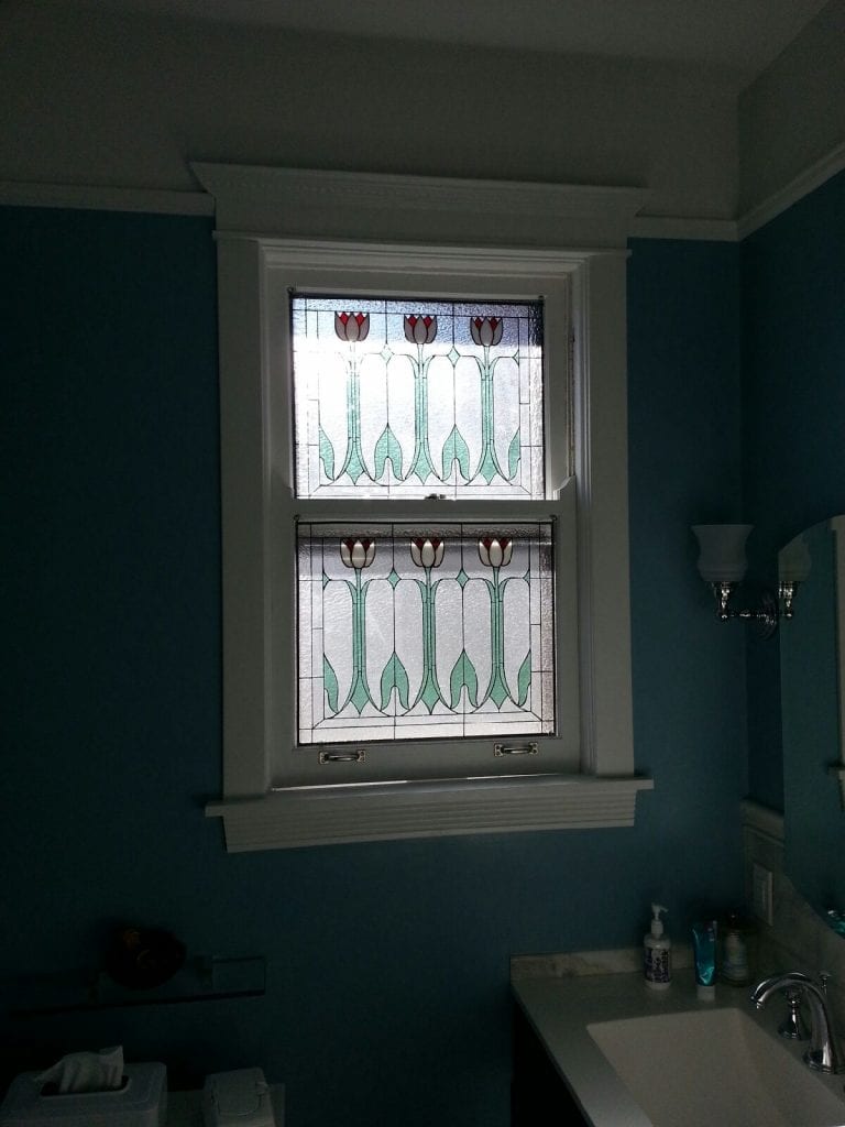 Classic English Tulips Double Hung Stained Glass