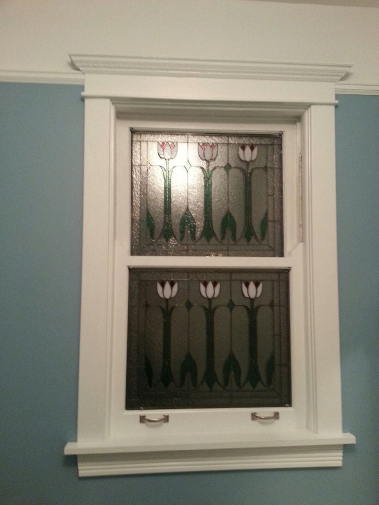 English Tulips Double Hung Stained Glass Windows