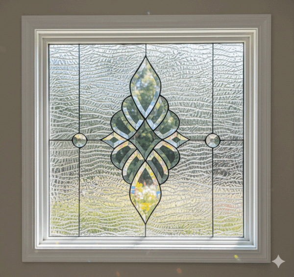 The "Brentwood" Gorgeous All Clear And Beveled Leaded Glass Window