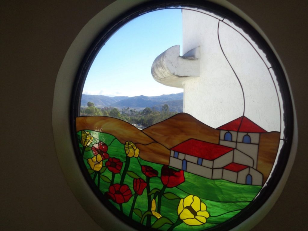 wildflower & hills stained glass insert