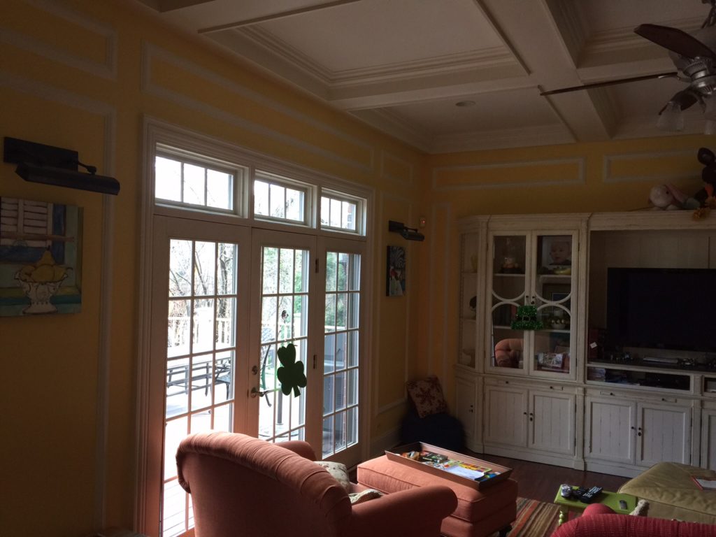 Three Transom Windows Accented With All Clear Beveled Shell & Stained Glass Inserts (Before)