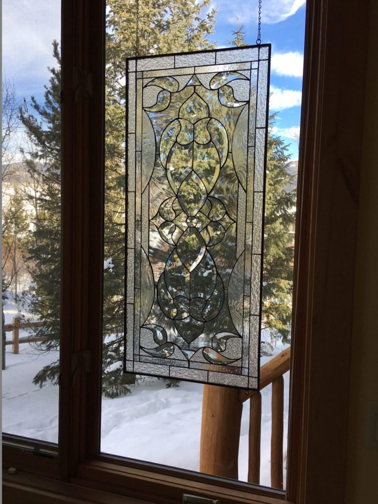 All clear beveled & textured Glass leaded stained glass window panel