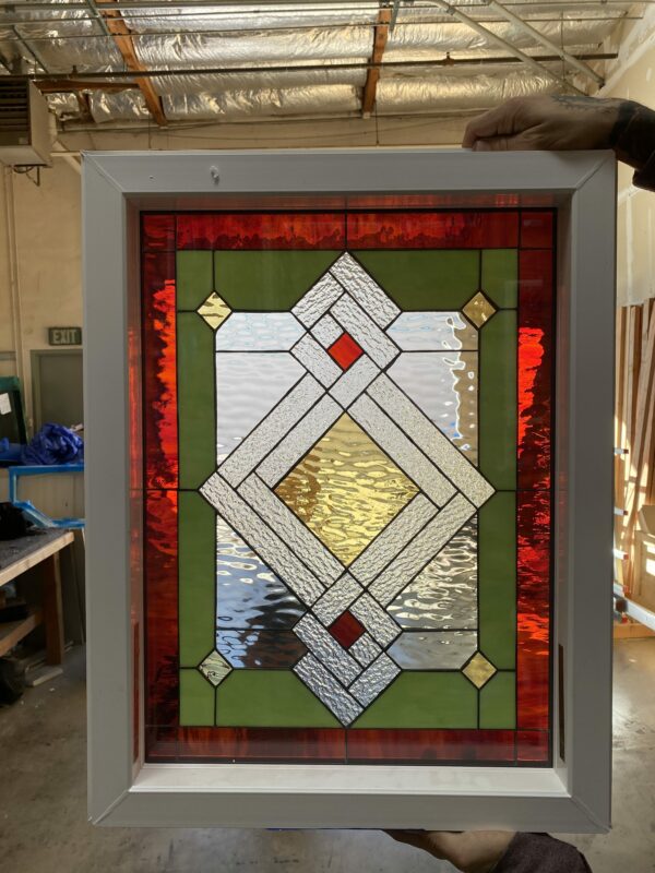 Wow! The "Goleta" Vinyl Framed And Insulated In Tempered Glass!! Stained Glass Window