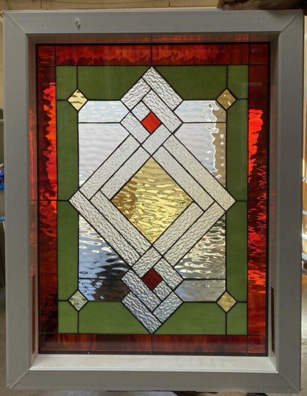 Wow! The "Goleta" Vinyl Framed And Insulated In Tempered Glass!! Stained Glass Window
