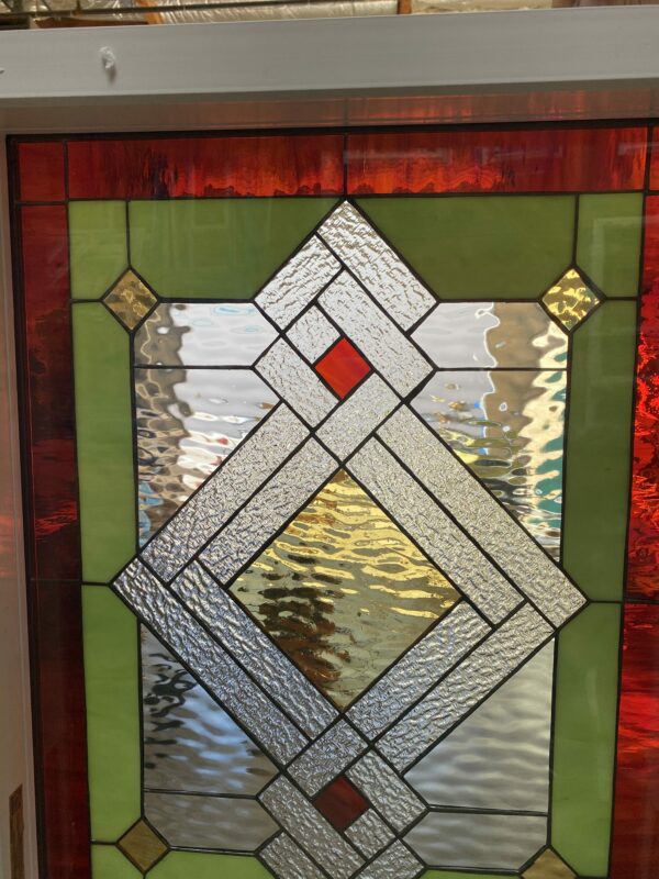 Wow! The "Goleta" Vinyl Framed And Insulated In Tempered Glass!! Stained Glass Window