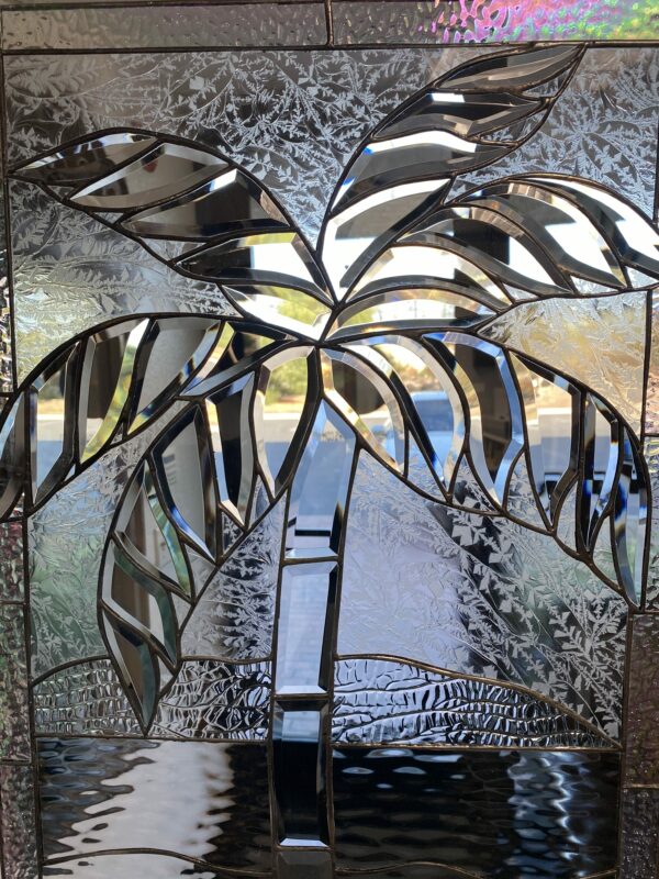 Gorgeous All Clear Palm Tree & Beveled Leaded Glass Window