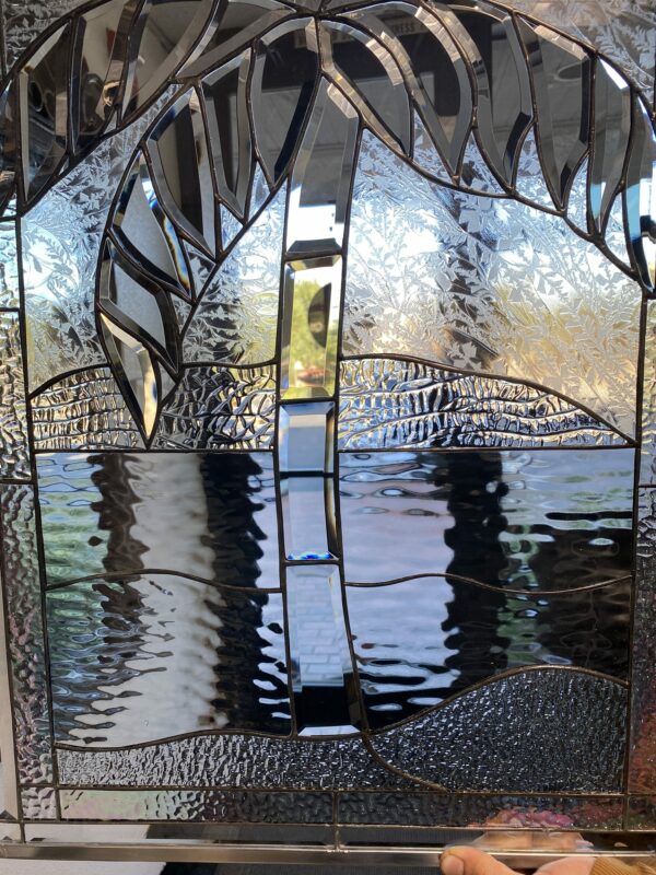 Gorgeous All Clear Palm Tree & Beveled Leaded Glass Window