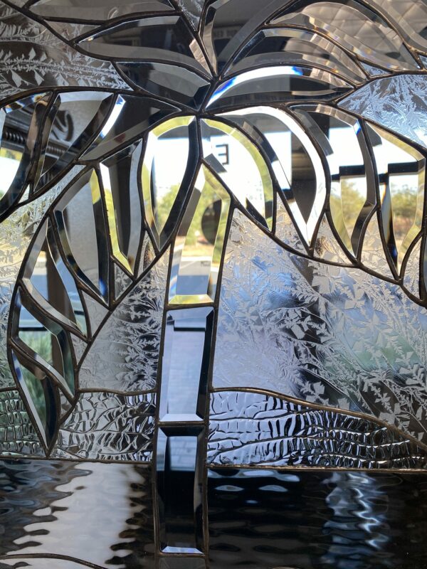 Gorgeous All Clear Palm Tree & Beveled Leaded Glass Window