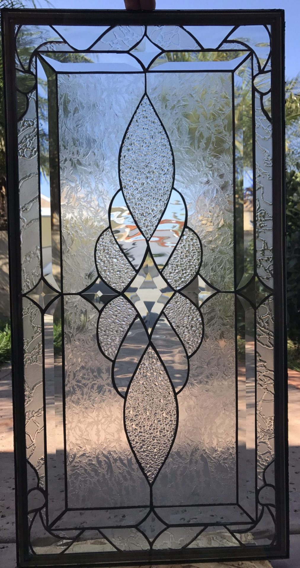 Leaded Stained Glass Window Panel Traditional Vallejo Clear Texture ...