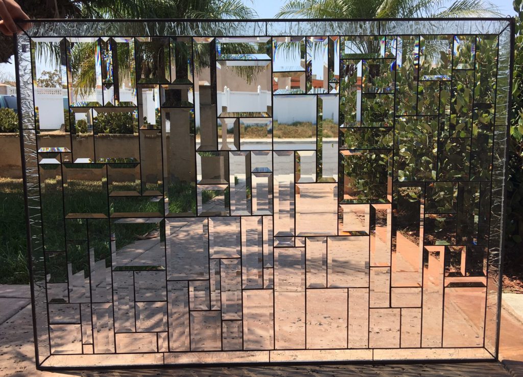 The " Laguna Woods" All Beveled Geometric Leaded Stained Glass Panel
