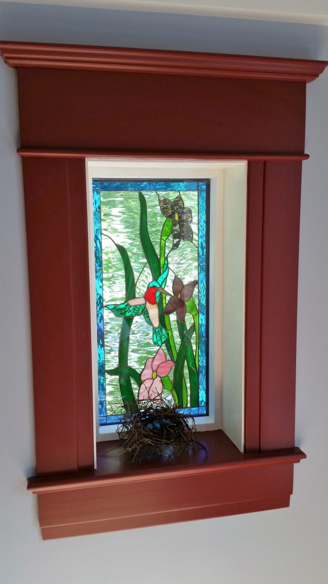 Stained glass window insulated and installed