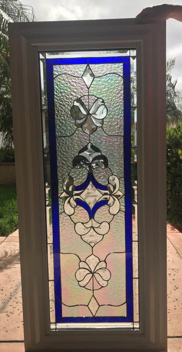 Install Ready "The Imperial" Beveled Cluster Stained Glass Leaded Window Vinyl Framed And Insulated