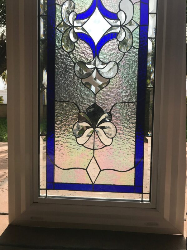 Install Ready "The Imperial" Beveled Cluster Stained Glass Leaded Window Vinyl Framed And Insulated