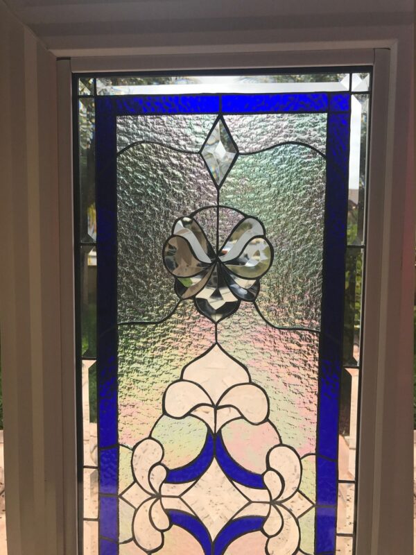 Install Ready "The Imperial" Beveled Cluster Stained Glass Leaded Window Vinyl Framed And Insulated