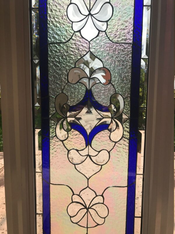 Install Ready "The Imperial" Beveled Cluster Stained Glass Leaded Window Vinyl Framed And Insulated