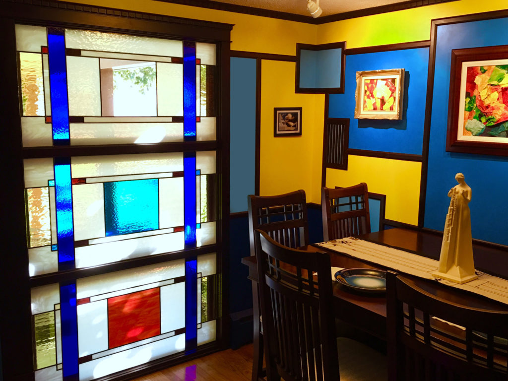 Mission Craftsman style stained glass windows "Minimal install" with reflections!