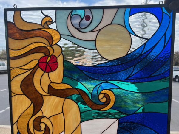The "Beauty & The Beach" Leaded Stained Glass Window Panel