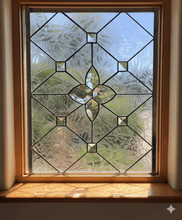 The "Ventura" Leaded Beveled Leaded Stained Glass Window Panel