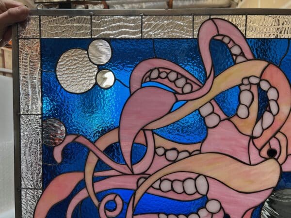 Incredible! The "Squid & Bubbles" Leaded Stained Glass Window Panel