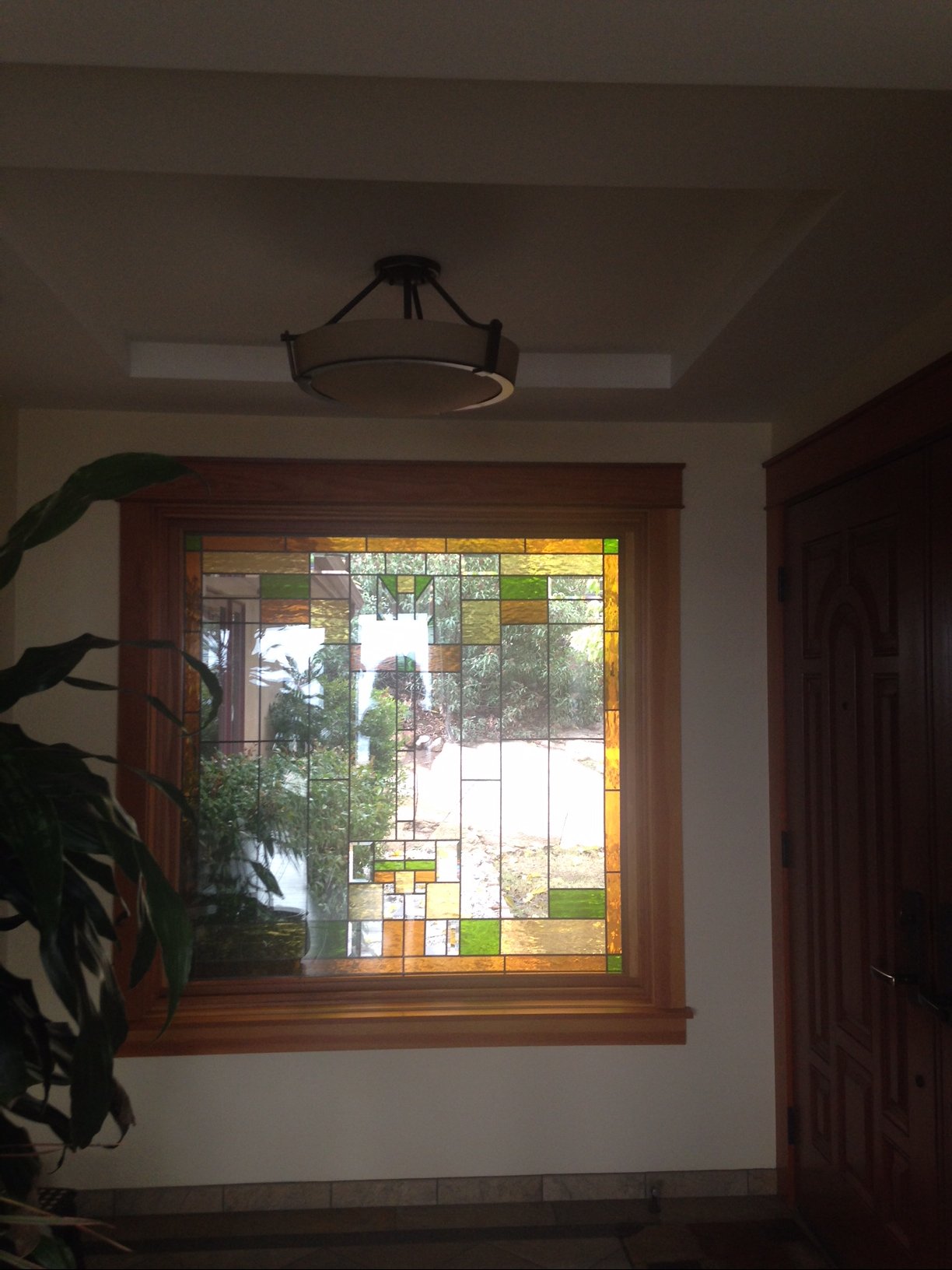 Huge Mission Craftsman Style Insulated Stained Glass Window