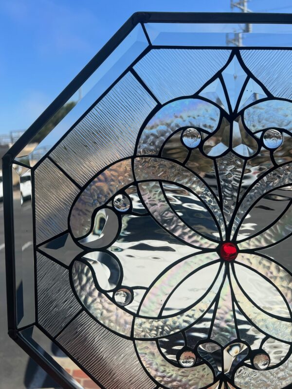 Octagon "Windsor" Beautiful Clear Textured Leaded Stained Glass Window Panel