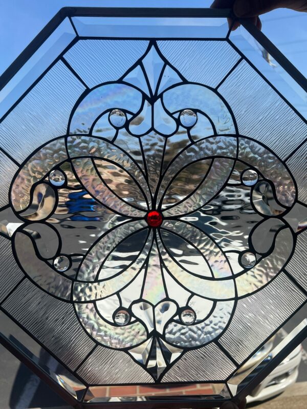 Octagon "Windsor" Beautiful Clear Textured Leaded Stained Glass Window Panel