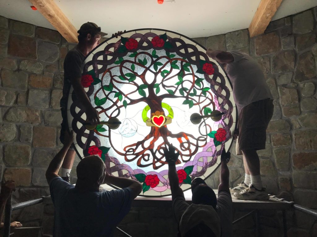 Massive 66" Round (Triple Pane) Celtic Stained Glass Window