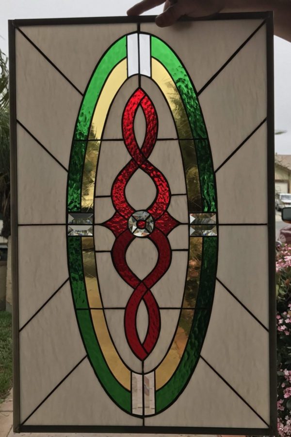 Classic and Beautiful! The "Sunnyvale " Stained Glass Window Panel Or Cabinet Insert