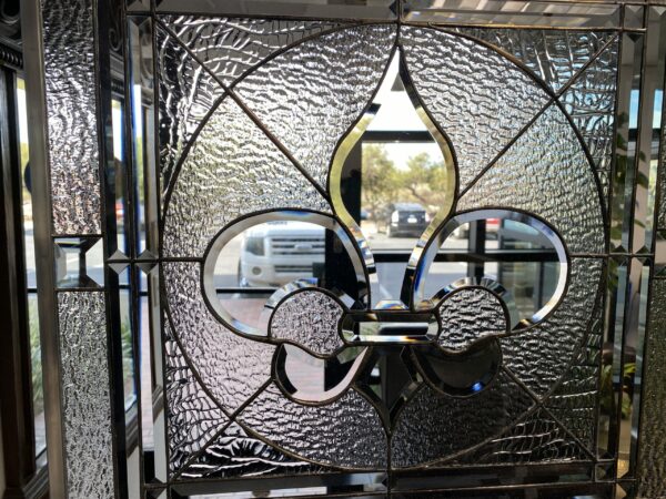 The ”Galway” Classic Fleur De Lis Stained Glass Window Insert