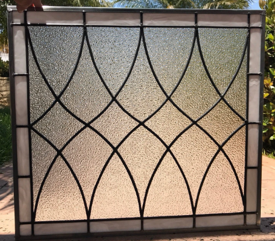 The "Hayward" Beautiful & Classic Leaded Stained Glass Window Panel Or Cabinet Insert