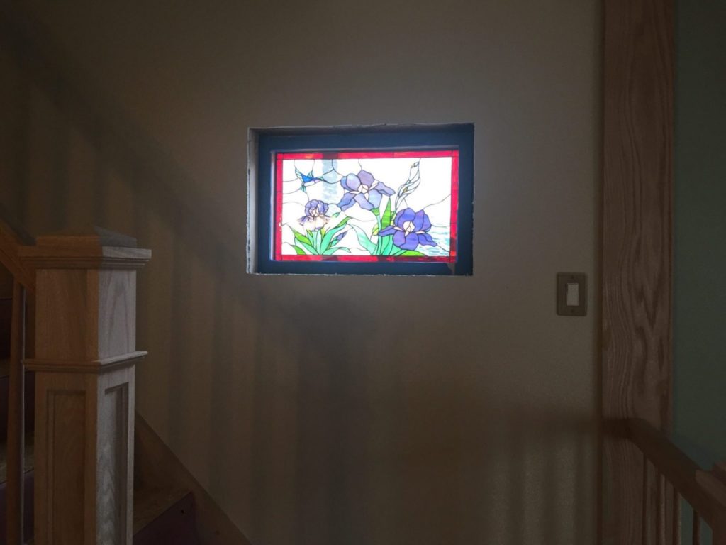 Vinyl Framed And Insulated Hummingbird & Flowers Stained Glass Window