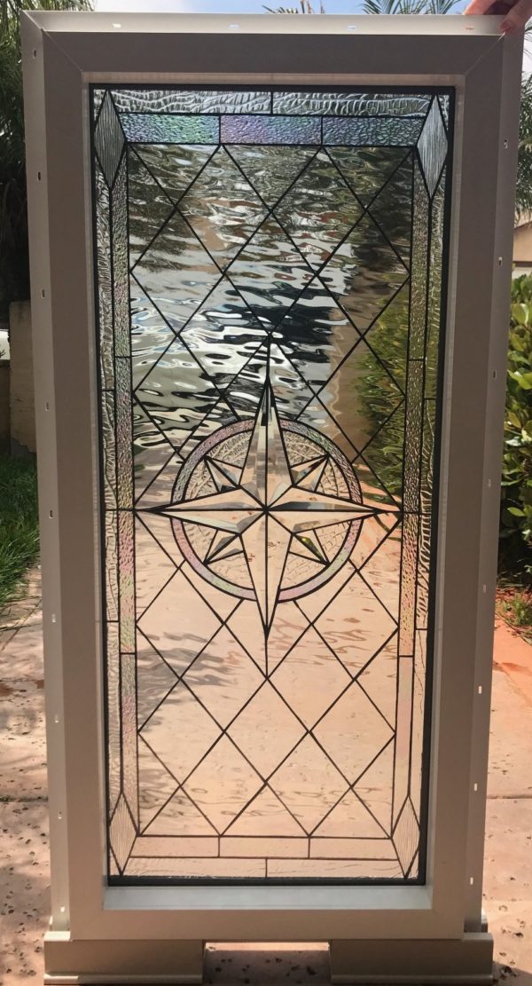Vinyl Framed and Insulated!! The "Maywood” Leaded Stained Glass & Beveled Window
