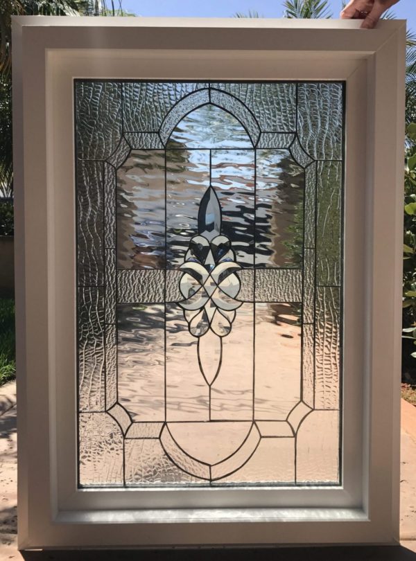 Vinyl Framed and Tempered Glass Insulated!! The "Calistoga" Stained Glass & Beveled Window