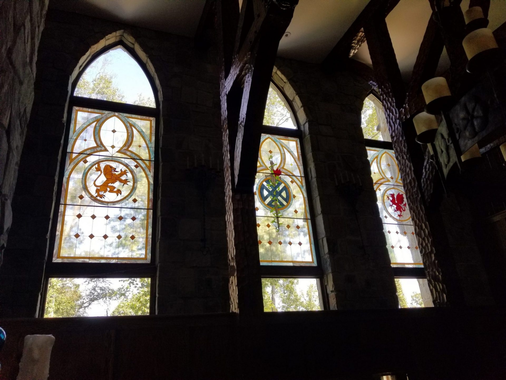 Medieval Stained Glass Windows Installed into A Castle