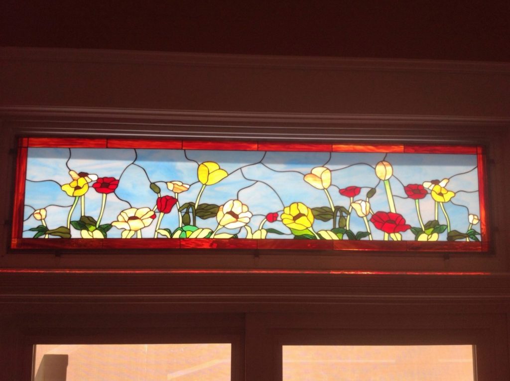 Poppy Flowers Stained Glass Window Inserts