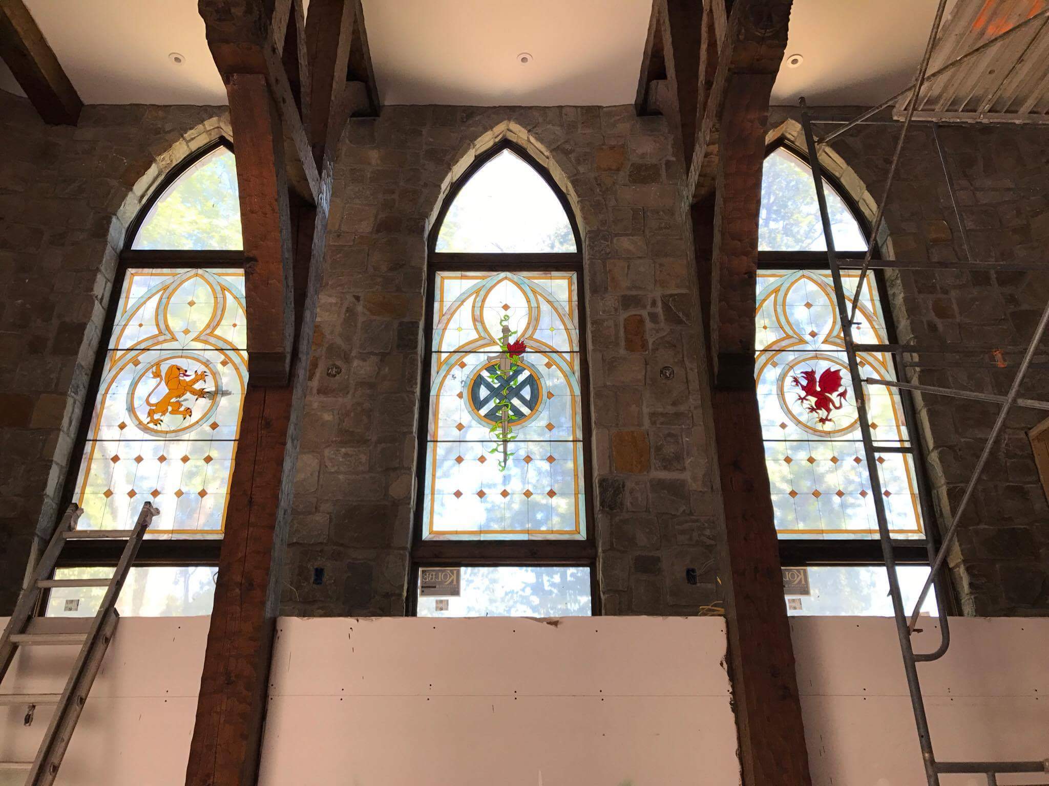 Medieval Stained Glass Windows Installed into A Castle in Tennessee