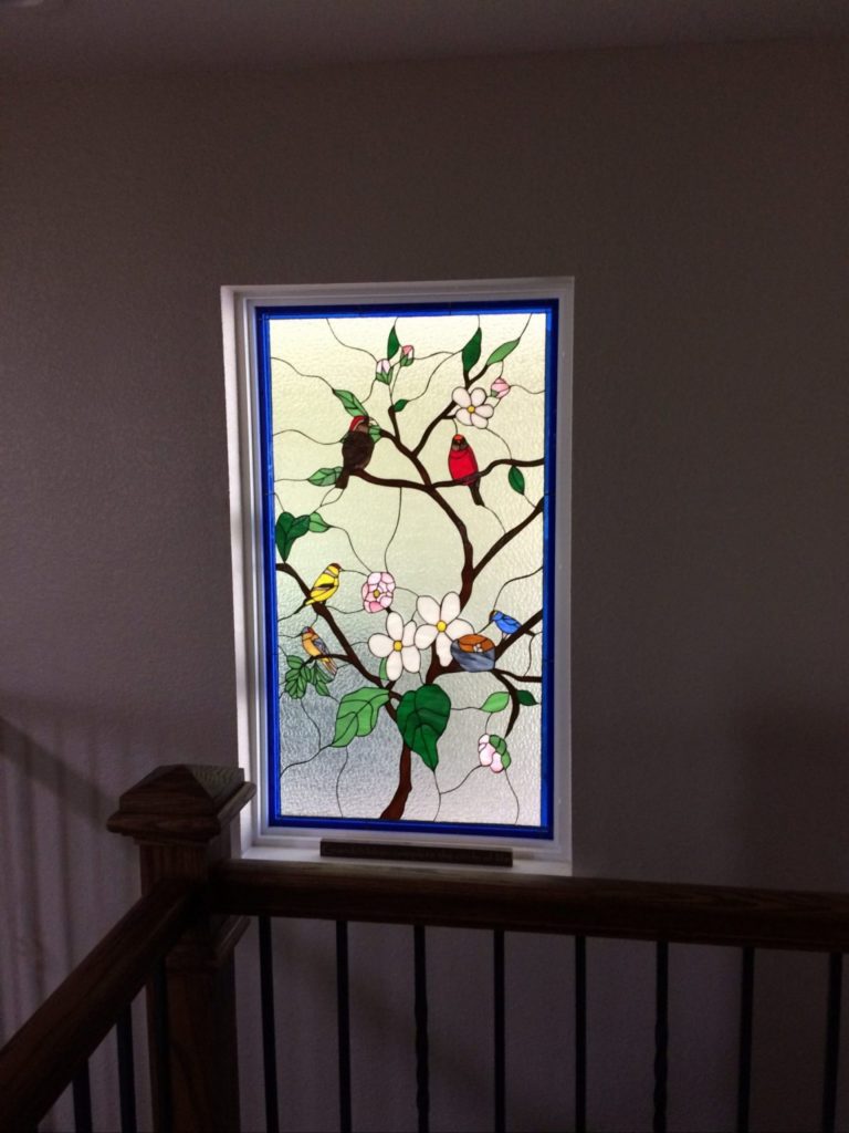 Birds Stained Glass Window Insert