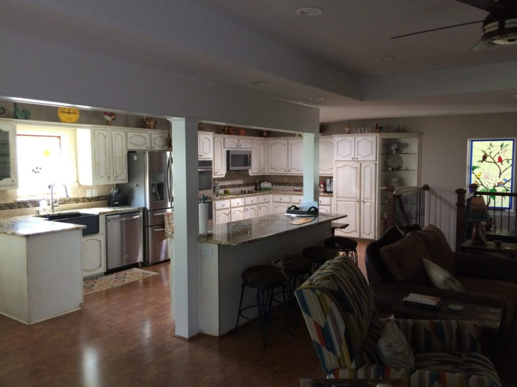 Lovely Bird Stained Glass Window Insert Over Stairway